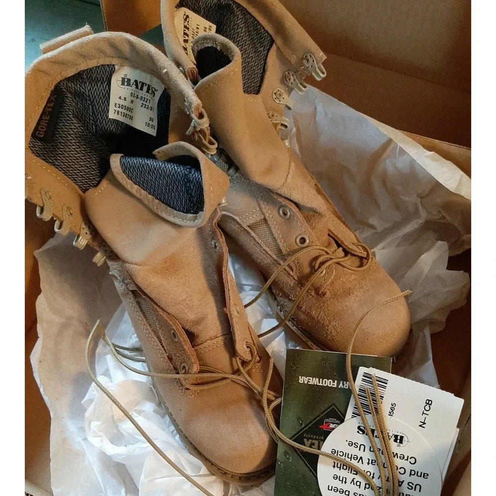 NEW Army Desert Temperate Weather Work Combat Boots Military Bates Tan‎ 4.5N
